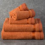 Ręcznik 100x150 ABBIE pomarańczowy  z żakardową błyszczącą bordiurą w pasy z delikatną krateczką 500 g/m2 - 5