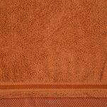 Ręcznik 100x150 ABBIE pomarańczowy  z żakardową błyszczącą bordiurą w pasy z delikatną krateczką 500 g/m2 - 2