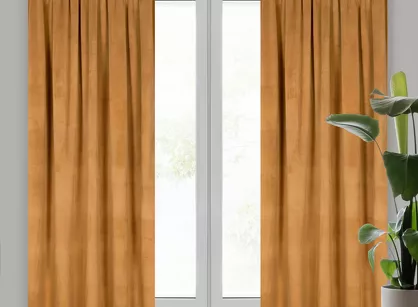 Zasłona na taśmie 140x270 MELANIE welwetowa miodowa o aksamitnej strukturze