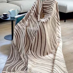 Koc bawełniany 150x200 1712-1 kremowy beżowy z frędzlami