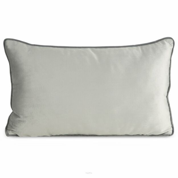Poszewka welwetowa z wypełnieniem 30x50 MELIA 2 jednokolorowa srebrna obszyta kontrastową lamówką