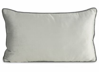 Poszewka welwetowa z wypełnieniem 30x50 MELIA 2 jednokolorowa srebrna obszyta kontrastową lamówką