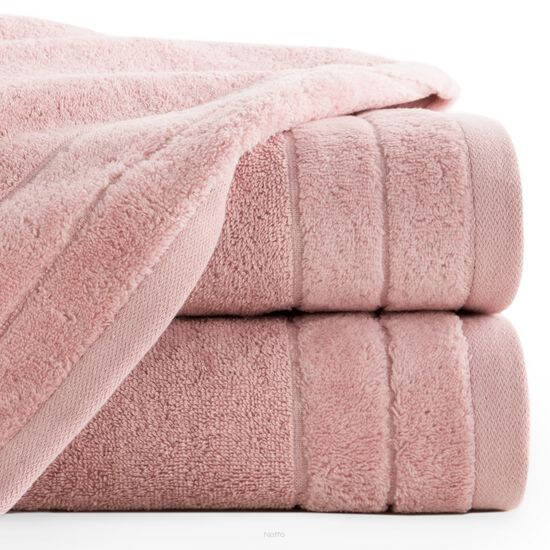 Ręcznik bawełniany 70x140 DAMLA pudrowy gładki z subtelną bordiurą
