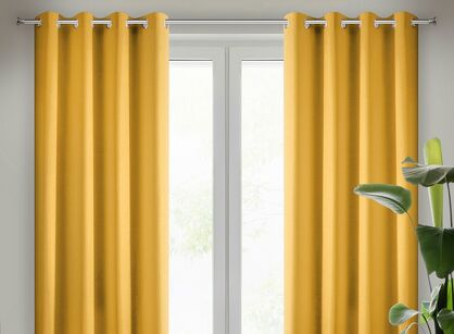 Zasłona na przelotkach 140x250 RITA jednokolorowa musztardowa z miękkiej tkaniny