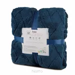 Koc 200x220 CARO granatowy puszysty typu flano z wytłaczanym wzorem Design 91 - 6