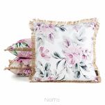 Poszewka na taras 45x45 GARDEN 30 biała wodoodporna różowy wzór kwiatowy z frędzlami - 2