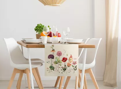 Bieżnik gobelinowy 45x140 1239 naturalny z wzorem kwiatów polnych