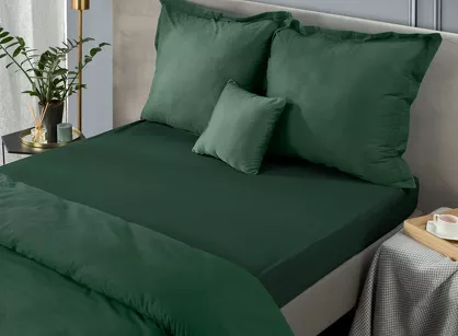 Prześcieradło z bawełny jersey z gumką ciemna zieleń 90x200 Design 91