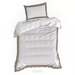 Pościel satyna bawełniana 160x200 LAURA biała zdobiona ozdobną kawową kantą z kolekcji Nova Style - 4