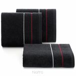 Ręcznik 70x140 SUZI czarny z kontrastującą stebnowaną bordiurą w delikatne paseczki 500 g/m2 - 4