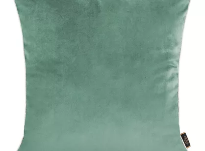 Poszewka welwetowa 45x45 VELVET 57E turkusowa z wypustką na brzegach i imitacją lnu