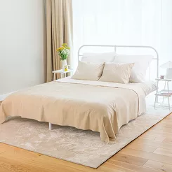 Koc bawełniany 180x220 0294-78 tussak jasny beż ecru dwustronny wykończony szydełkiem