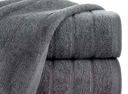 Ręcznik bawełniany 30x50 DALI grafitowy gładki z subtelną bordiurą z błyszczącą nicią