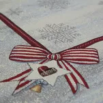 Bieżnik świąteczny 45x140 4067 gobelinowy popielaty z czerwonymi kokardkami i połyskującą srebrną nicią - 5