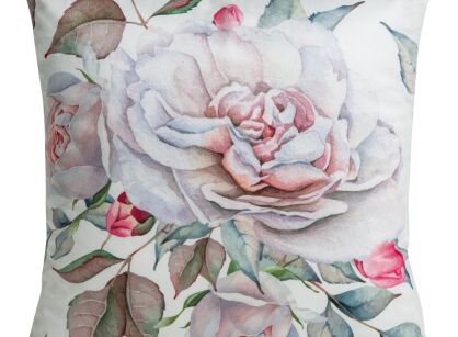 Poszewka pikowana 40x40 ROSA biała z nadrukiem róż z kolekcji Design 91