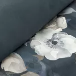 Pościel z mikrowłókna 220x200 KIRA ciemny granat z nadrukiem niebieskich kwiatów Design 91 - 3