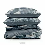 Pościel z mikrowłókna 220x200 KIRA ciemny granat z nadrukiem niebieskich kwiatów Design 91 - 7