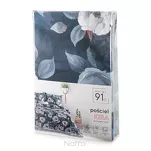 Pościel z mikrowłókna 220x200 KIRA ciemny granat z nadrukiem niebieskich kwiatów Design 91 - 8