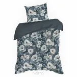 Pościel z mikrowłókna 220x200 KIRA ciemny granat z nadrukiem niebieskich kwiatów Design 91 - 5