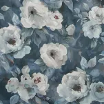 Pościel z mikrowłókna 220x200 KIRA ciemny granat z nadrukiem niebieskich kwiatów Design 91 - 4