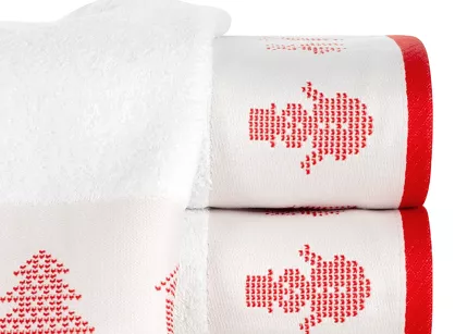 Ręcznik świąteczny 70x140 NOEL 1 biały z żakardową bordiurą