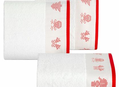 Ręcznik świąteczny 70x140 NOEL 1 biały z żakardową bordiurą
