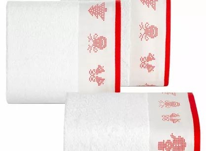 Ręcznik świąteczny 70x140 NOEL 1 biały z żakardową bordiurą