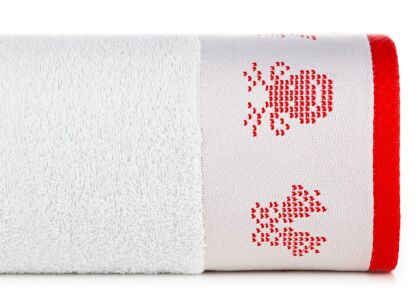 Ręcznik świąteczny 70x140 NOEL 1 biały z żakardową bordiurą