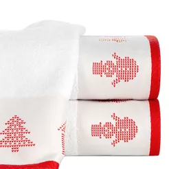 Ręcznik świąteczny 70x140 NOEL 1 biały z żakardową bordiurą
