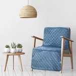Narzuta na fotel 70x160 LUIZ 5 niebieska welwetowa pikowana w subtelny geometryczny wzór z kolekcji Design 91 - 8