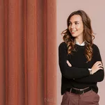 Zasłona gotowa na przelotkach 140x250 ANGELICA ceglana z etaminy z wzorem deszczyku - 9