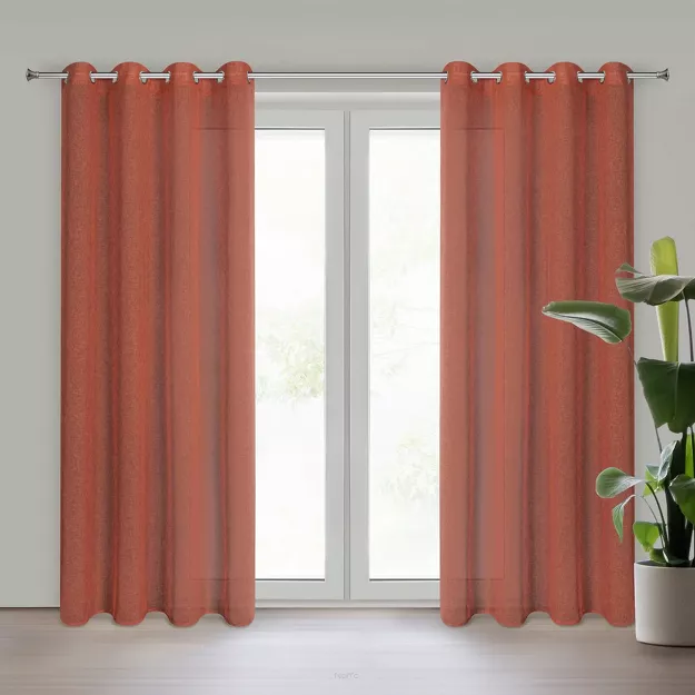 Zasłona na przelotkach 140x250 ANGELICA ceglana z etaminy z wzorem deszczyku