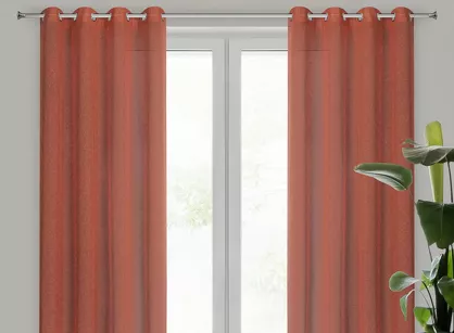 Zasłona na przelotkach 140x250 ANGELICA ceglana z etaminy z wzorem deszczyku