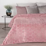 Koc flano 150x200 MALIBU różowy typu flano z geometrycznym srebrnym nadrukiem - 6