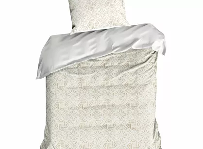 Pościel satynowa 140x200 SPRING 100 ciemny beż z ornamentem roślinnym z kolekcji Classic