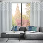 Firana na przelotkach 140x250 ANET biała z etaminy z ozdobnym pasem liści - 11