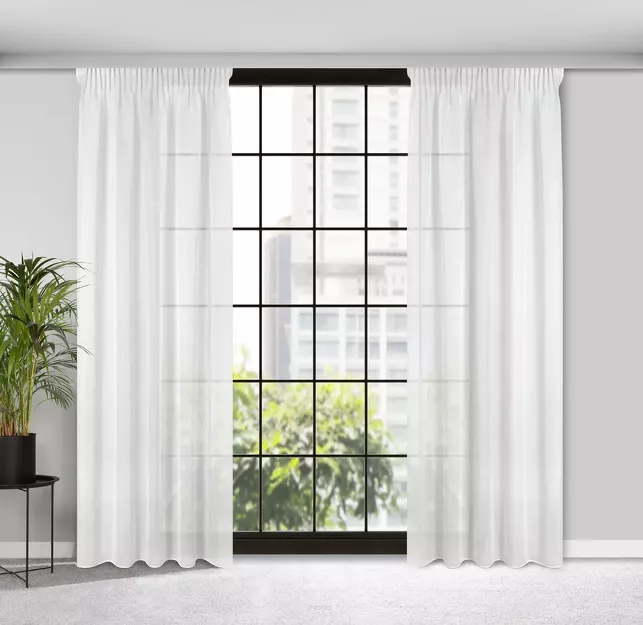 Firana na taśmie 140x270 MARGO biała błyszcząca o gęstym drobnym splocie