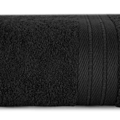 Ręcznik bawełniany 30x50 KAYA czarny zdobiony bordiurą w pasy