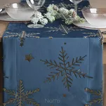 Bieżnik świąteczny 40x140 11A welwetowy granatowy w śnieżynki - 4