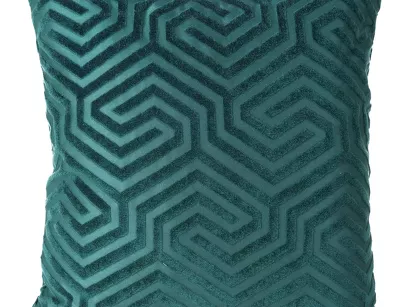 Poszewka welwetowa 40x40 INGA Pierre Cardin ciemny turkus z żakardowym geometrycznym wzorem