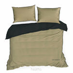 Pościel z makosatyny 160x200 EVA 8D beżowa z lamówką czarną i napisami - 3