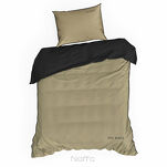 Pościel z makosatyny 160x200 EVA 8D beżowa z lamówką czarną i napisami - 4