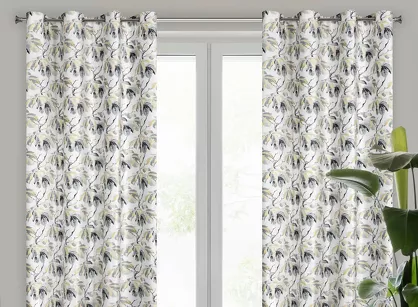 Zasłona na przelotkach 140x250 MELISA welwetowa biała musztardowa z wzorem