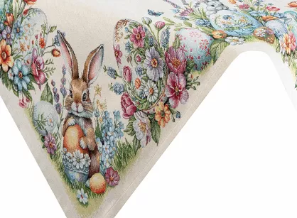 Nakładka wielkanocna 100x100 1364 gobelinowa naturalna żółta zajączki