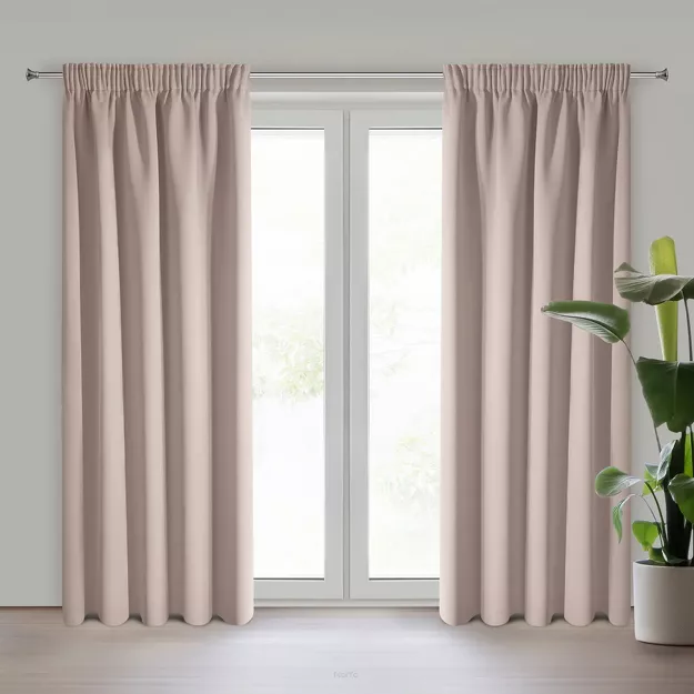 Zasłona na taśmie 135x270 LOGAN zaciemniająca pudrowa jednokolorowa z półmatowej tkaniny