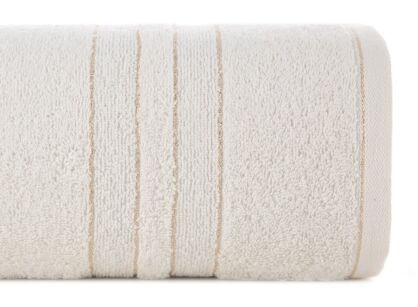 Ręcznik bawełniany 70x140 GALA kremowy zdobiony bordiurą z błyszczącą nicią