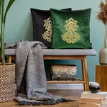 Poszewka welwetowa 45x45 ROYAL 4 ciemny turkus z aplikacją w kolorze złotym z cyrkoniami - 4