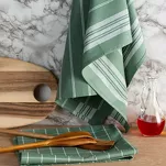 Komplet ścierek kuchennych 2x50x70 RUBI zielone w pasy z bawełny - 2