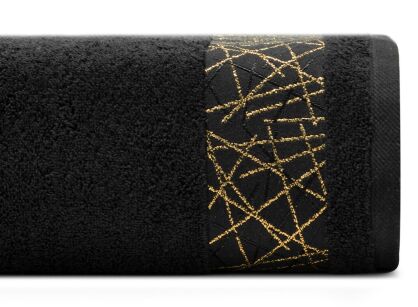 Ręcznik bawełniany 50x90 NIKA czarny z bordiurą z metaliczną geometryczną nicią