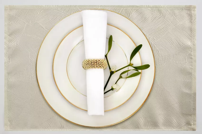 Serwetka 30x40 ISLA kremowa z żakardowym wzorem liści bananowca 4 szt.